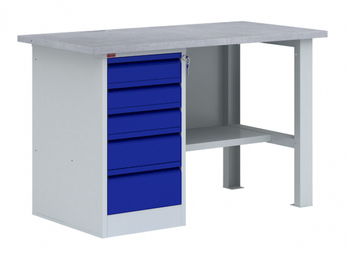 Однотумбовый металлический верстак ВП-3 860х1600х685 мм